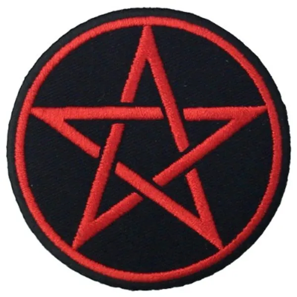 Goth Pagan Symbols Pentagram Patch Embroidered Appique Iron On Sew On Emblem
