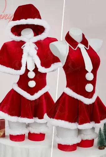 Vocal Derivative Sexy Lingerie Costume Christmas Clothing Plush Bodysuit with Cape and Sleeves