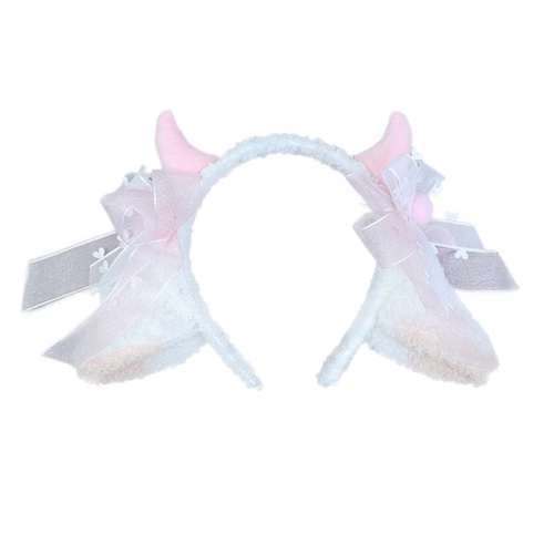 Kawaii Sheep Headband - Pink Horns