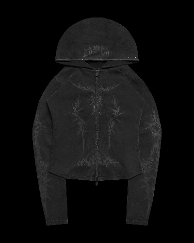 CURSE SCULPT STRETCH ZIP HOODIE WASHED CHARCOAL | XS