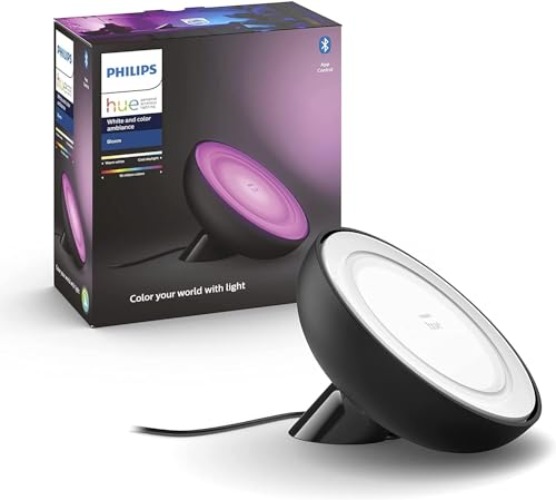 Philips Hue White & Color Ambience Bloom Tischleuchte schwarz 460lm, dimmbar, 16 Mio. Farben, steuerbar via App, kompatibel mit Amazon Alexa (Echo, Echo Dot)