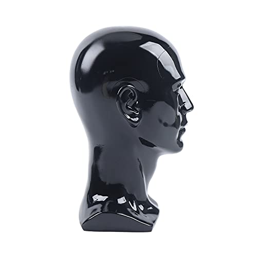 50cm Männlich Modellkopf PVC Perückenkopf Dekokopf Mannequin Kopf Hüte Brille, Für Perücken, Hüte, Halstücher, Haarband-displays, Anzug Für Geschäfte, Salons Oder Hutgeschäfte (Helles Schwarz) - Helles Schwarz