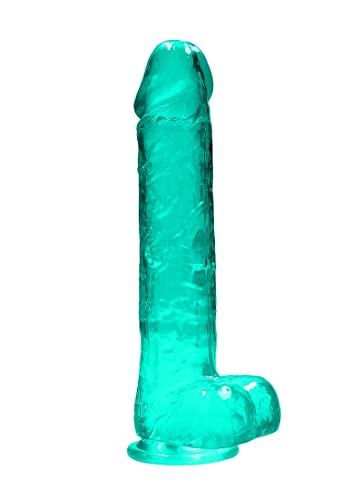 Shots RealRock REA093TUR - 22 cm Realistischer Dildo mit Hoden - mit Saugnapf - Hergestellt aus TPE - Türkis