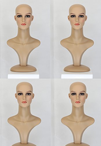 DEyuan 4X Perückenkopf Dekokopf Make Up Schaufensterpuppe Mannequin Torso Perücke Kopf