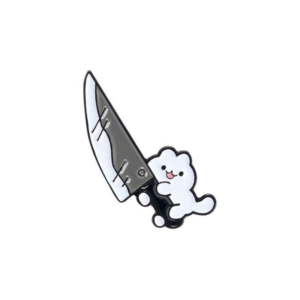 Cat With Knife Enamel Pin