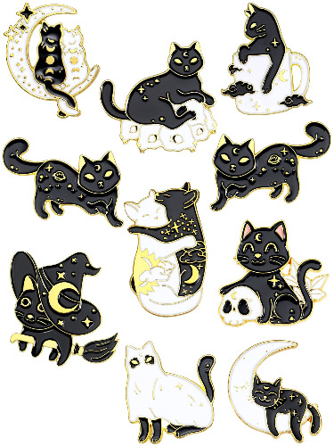 10 Pieces Enamel Cat Pins