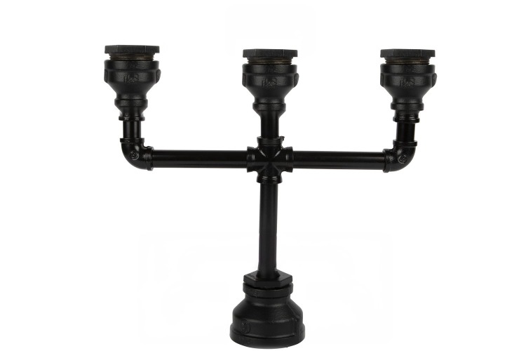 3 bulb steampunk black metal table lamp — N O C T U R N A 