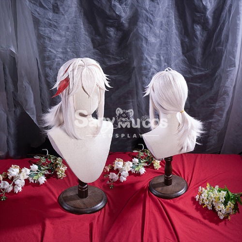 【In Stock】Game Genshin Impact Kaedehara Kazuha Pink and Red Ponytail Medium Cosplay Wig