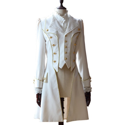 Immortal Thorn~Forever Rose~Ouji Lolita Coat Prince Handsome Wind Coat | L / white