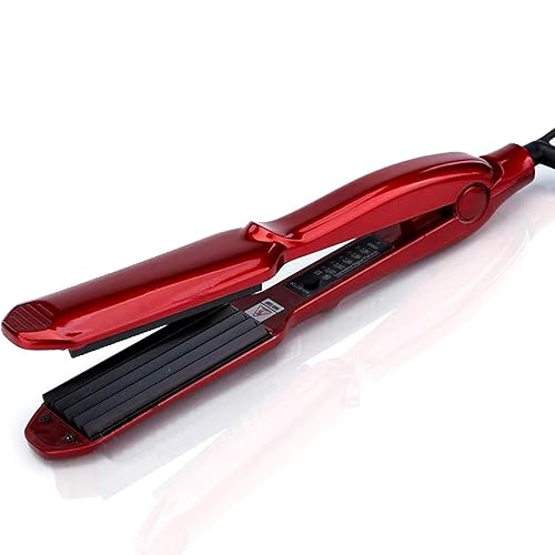 MBHAIR Ceramic Crimper Iron for Fluffy Hairstyle Curling Iron, Corrugation Crimper Hair Irons, Anti Static Ceramic Hair Crimping Iron Adjust Temperature (Red) - Red