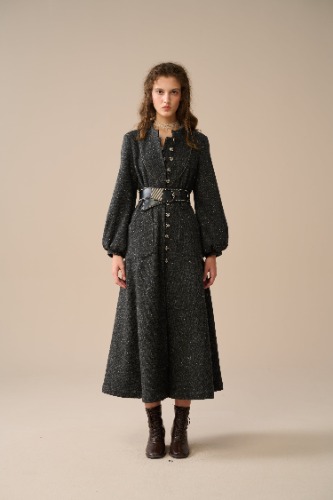 Margaret 25|100% wool buttoned down coat | Pigeon Gray / XS