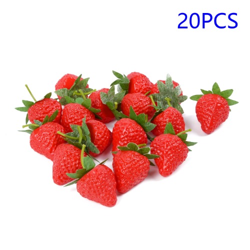 20Pcs Artificial Strawberry DIY Artificial Fruits Kindergarten Plastic Fake Fruit For Christmas Home Wedding Decoration