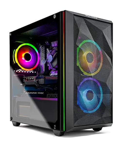 Skytech Gaming Chronos Mini Gaming Computer PC Desktop - Intel Core-i3 10100F 3.6GHz, GTX 1650 4G, 500GB SSD, 8G 3000, RGB Fans, AC WiFi, Windows 10 Home 64-bit,Black