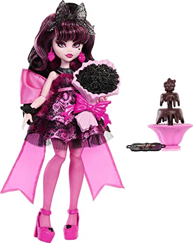 Monster High Draculaura Doll in Monster Ball Party Dress with Themed Accessories Like Chocolate Fountain - Draculaura