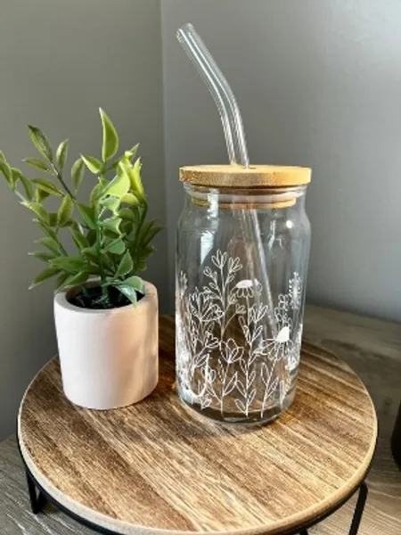 Wildflower Beer Can Glass Glass Coffee Cup Iced Coffee Cup - Etsy