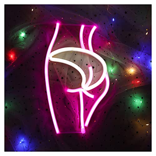 ENUOLI Lady Neon Signs Neon Lights Sexy Lady Wall Sign Art Decorative Signs Lights Battery & USB Powered LED Pink Lady Neon Signs Decoration Light for Home Bar Party Hotel Bright Night Neon Light - Pink-lower Body