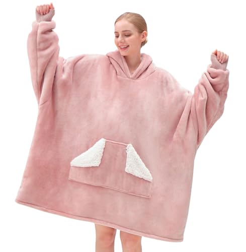 Oversized Sherpa Blanket Sweatshirt - Pink