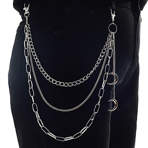 OOTSR Punk Pants Chains, Goth Accessories Trousers Jean Chains Moon Pendant Trouser Chain for Pants