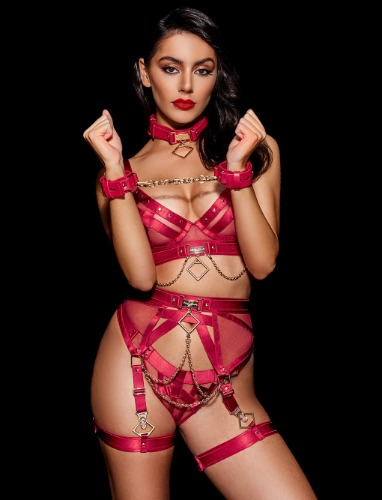 Indria Red 3 Piece Lingerie Set | Default Title