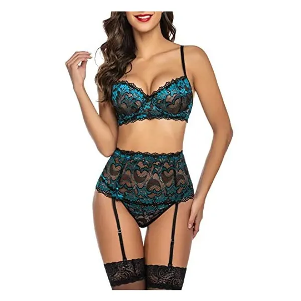 
                            Avidlove Women Lingerie Set High Waisted Underwire Lingerie with Garter Belt Lace Babydoll
                        