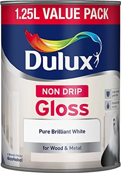 Dulux Non Drip Gloss 1.25L Pure Brilliant White (670317)