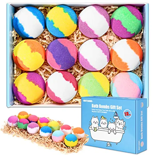 Bath Bombs Gift Set, 12pcs Handmade Fizzy Bubble Bath Bombs, Vegan & Cruelty Free, Perfect for Bubble and Spa Bath, Birthday Mothers Day Gifts Idea for Her/Him, Wife, Girlfriend