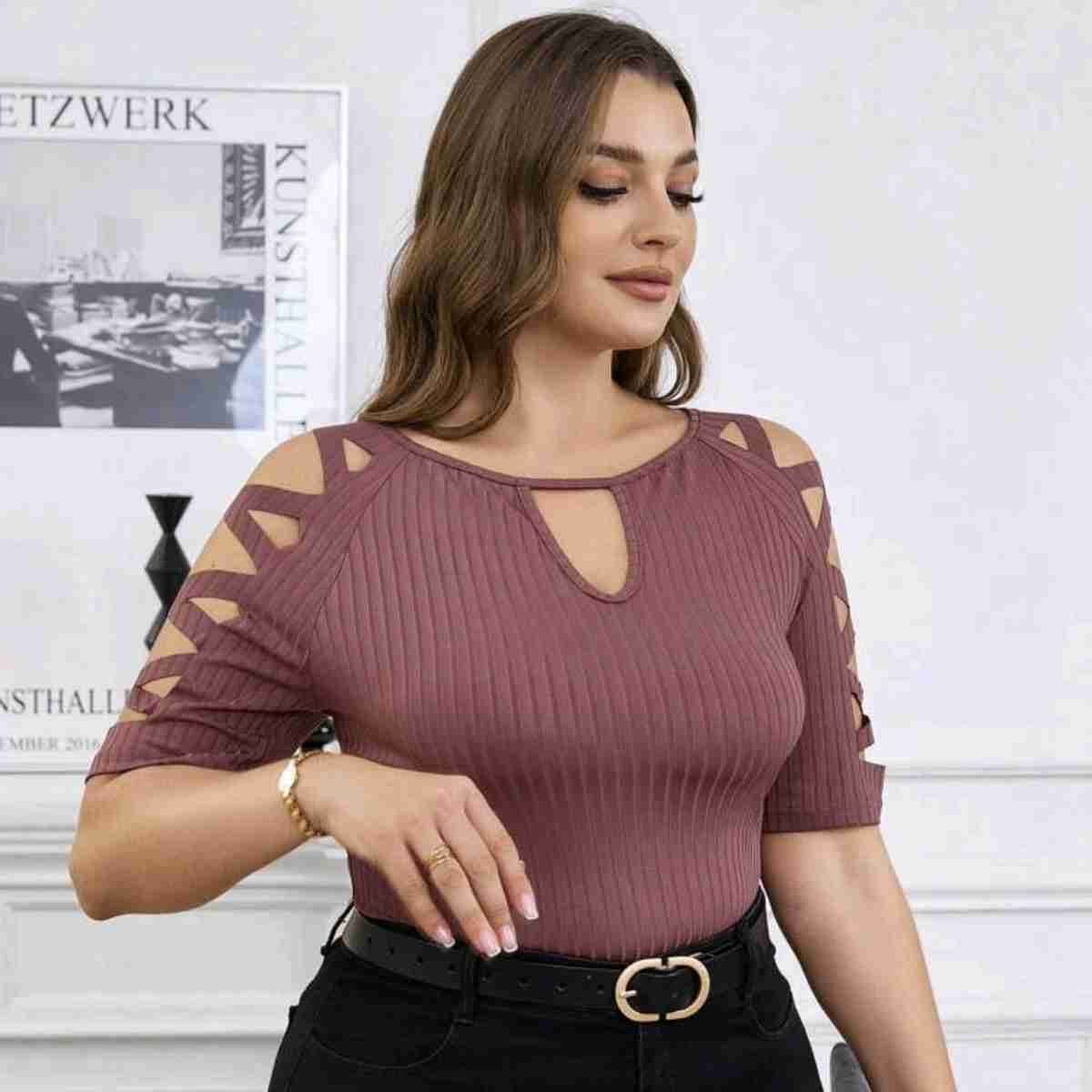 Pink cut out shirt