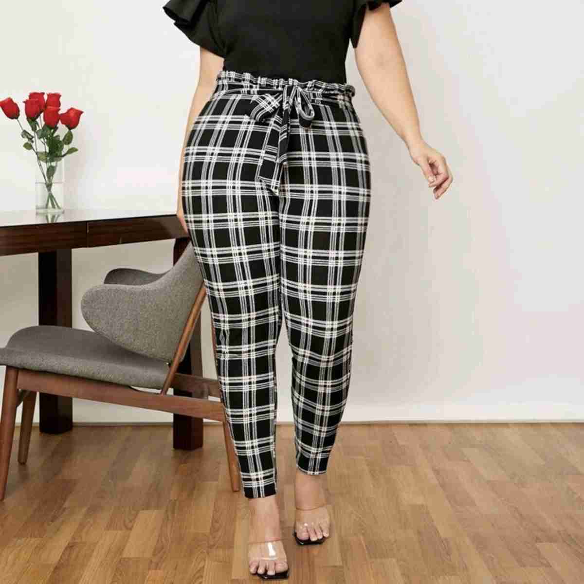 Black plaid pants