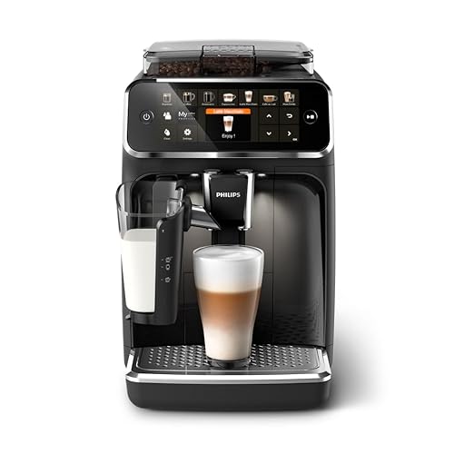 PHILIPS Espressomaschine der Serie 5400 – Genießen Sie 12 Getränke, schnell reinigendes LatteGo, intuitives TFT-Display, anpassbare Kaffeeeinstellungen, erstklassiges Küchendesign (EP5441/50) - Schwarz
