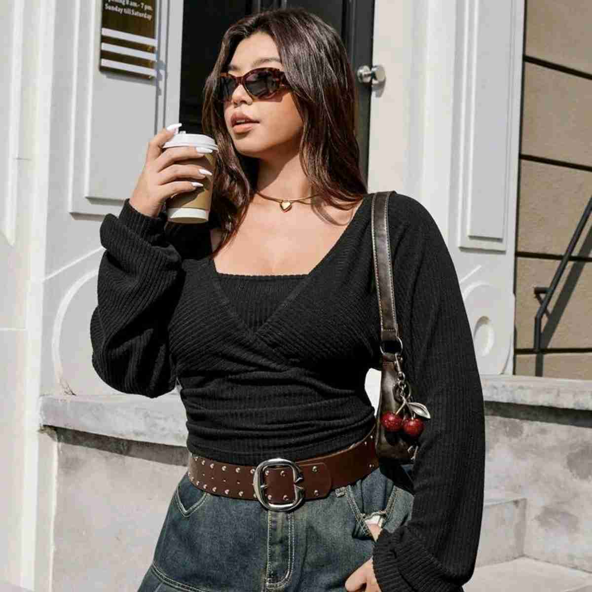 Black off shoulder sweater