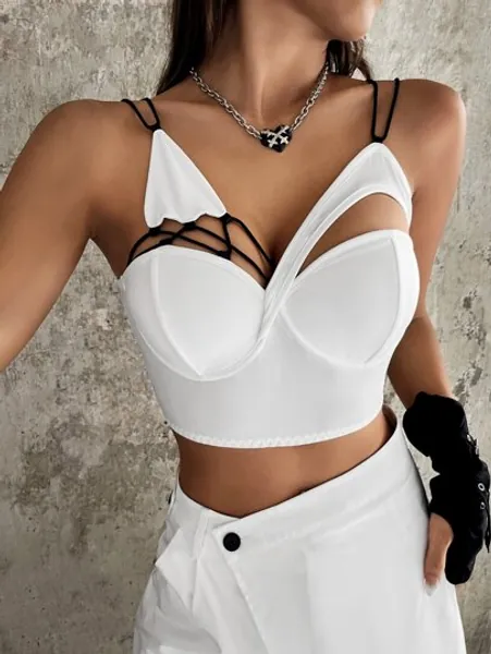SHEIN ICON Cut Out Bustier Crop Cami Top Without Gloves