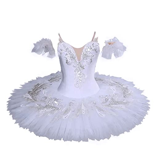 MTPLOP Swan Lake Performance Costume Ballet Dress White Sarong Competition Tutu Kids Adult Ballet Puffy Skirt - Large - A-white