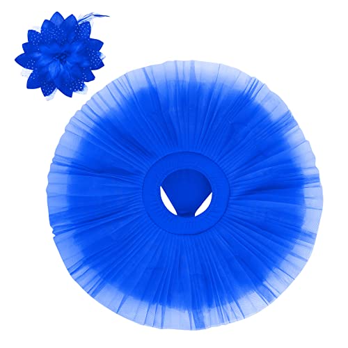 IBAKOM Platter Tutu for Women Ballet Skirt 7 Layers Hard Organdy Pancake Tutu Ballerina Costume Swan Lake Dance Skirt - Medium - Blue