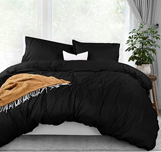 Utopia Queen Size Bedding Set - 1 Duvet Cover with 2 Pillow Shams - 3 Pieces Comforter Cover with Zipper Closure - Ultra Soft Brushed Microfiber, 90 X 90 Inches (Black) - Queen - Black