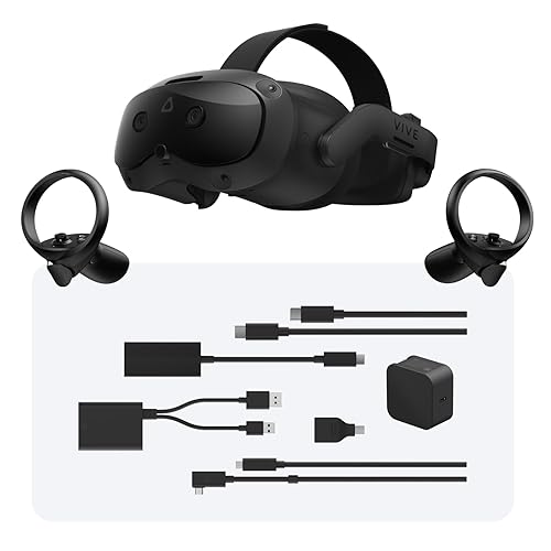 HTC Vive Focus Vision VR Headset with DisplayPort PC Streaming Kit & Starter Game Pack - Headset + Cable