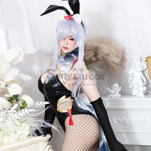 Game Genshin Impact Cosplay Shenhe Bunny Girl Cosplay Costume - L