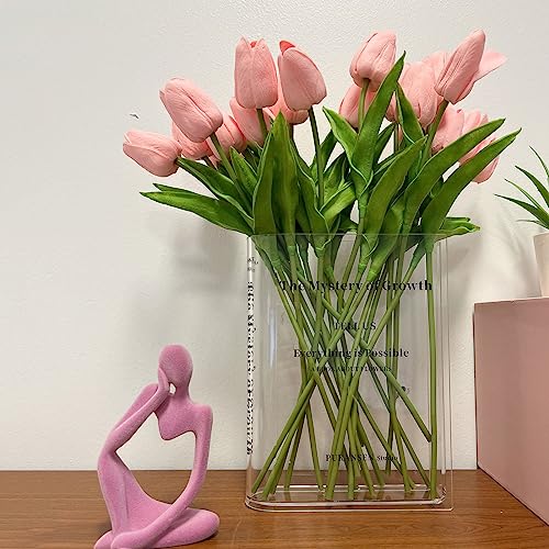 Puransen Book Vase for Flowers Aesthetic Room Decor, Artistic and Cultural Flavor Decorative Acrylic Vase, Unique Home/Bedroom/Office Accent, A Book About Flowers (Clear Color) - Transparent Color