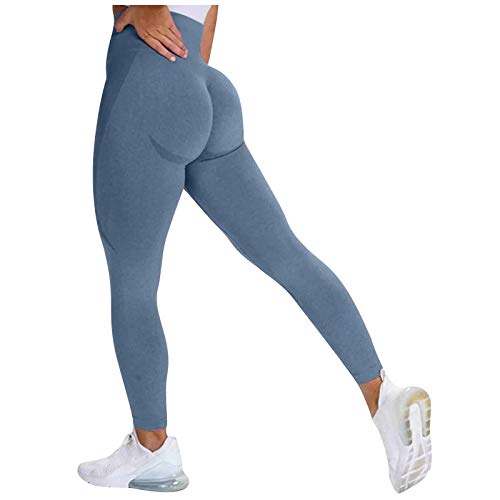 riou Leggings Push Up Mujer Mallas Pantalones Deportivos Mallas Camuflaje Pantalón Yoga, Leggins Reductores Adelgazantes, Leggins Anticeluliticos Cintura Alta,para Yoga Running Gym Fitness Seamless - S - Azul-1