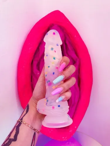 🎂 Birthday Cake Confetti Dildo 🎂 S/M/L/XL | M - 7.48 x 1.57 in