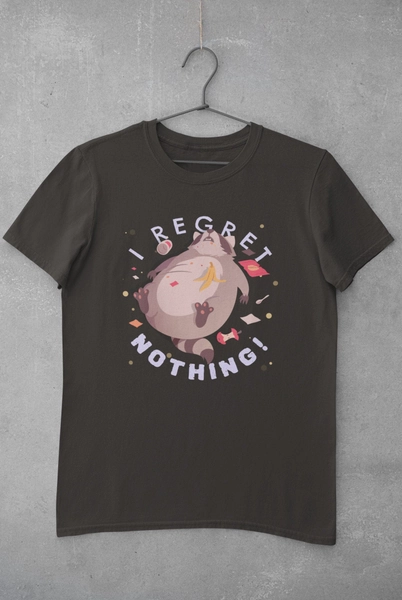 I Regret Nothing! Raccoon eating trash, cute trash panda t-shirt