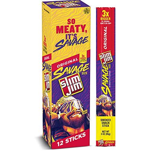 Slim Jim Meat Sticks Savage Original, 3 Oz (Pack Of 12) - Savage Stick - 3 Ounce (Pack of 12)