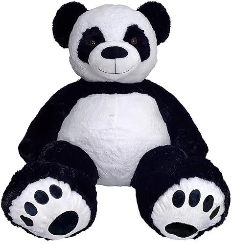 Anico 59" Tall (5 Feet) Giant Black and White Plush Panda Bear with Embroidered Paws and Smiling Face, Fits in 2XL Shirt! - Panda - 59 Inch