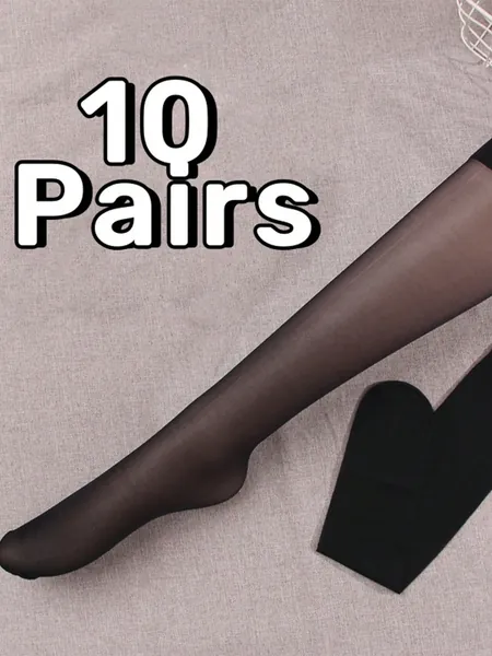 10 Pairs/Package Ultra-Thin Women's Stockings, Invisible Stockings, Women's Over The Calf Socks
