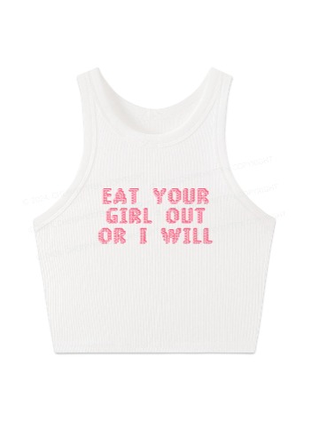 Eat Your Girl Out Y2K Crop Tank Top Cherrykitten | White / 4XL
