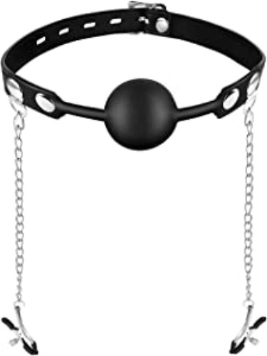 UTIMI Ball Gag Silicone with Nipple Clamps, Lock & Key Included