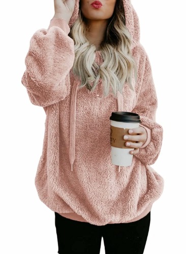 Dokotoo Womens 2022 Fashion Fuzzy Warm Casual Loose Hooded Sweatshirt Hoodies with Pockets Outerwear S-XXL - X-Large A Pink