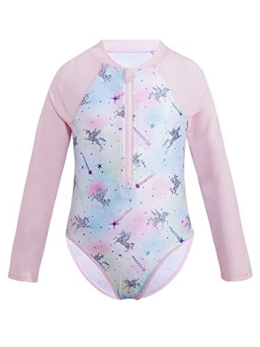 MSemis Girls One Piece Swimsuits Long Sleeves Rash Guard Swimming Shirt with UPF 50+ - 15-16 Years - Multi Horse