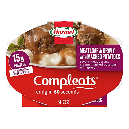 HORMEL COMPLEATS Meatloaf & Gravy With Mashed Potatoes Microwave Tray, 9 oz. (6 Pack) - Microwave Meals