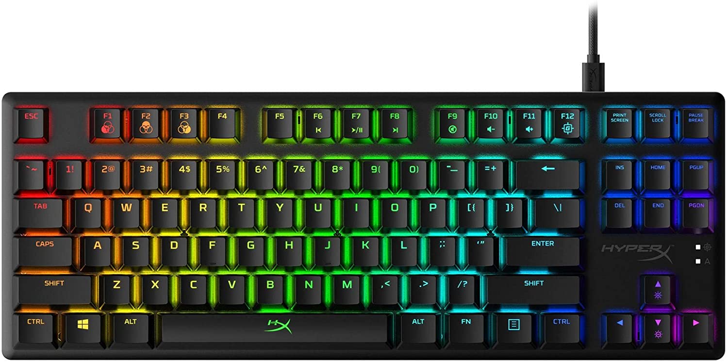 HyperX Alloy Origins Core - Tenkeyless Mechanical Gaming Keyboard, Software Controlled Light & Macro Customization, Compact Form Factor, RGB LED Backlit, Tactile HyperX Aqua Switch - Black TKL HyperX Aqua Keyboard