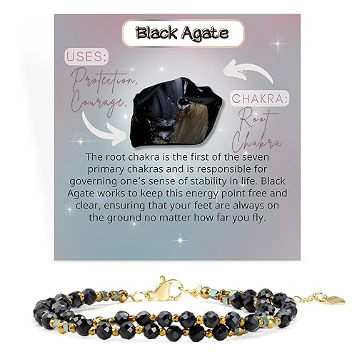 Natural Stone Bracelet - Black Agate-Protection